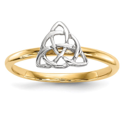 14k two tone gold polished trinity knot ring r622