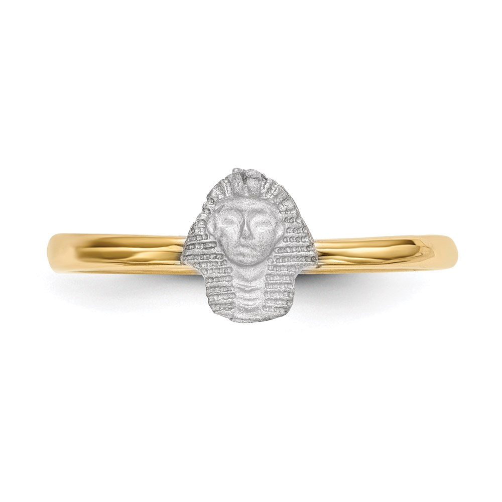 14k two tone gold polished and satin pharaoh ring r625