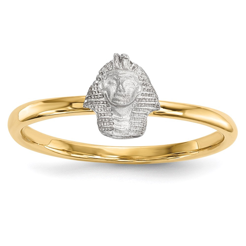 14k two tone gold polished and satin pharaoh ring r625