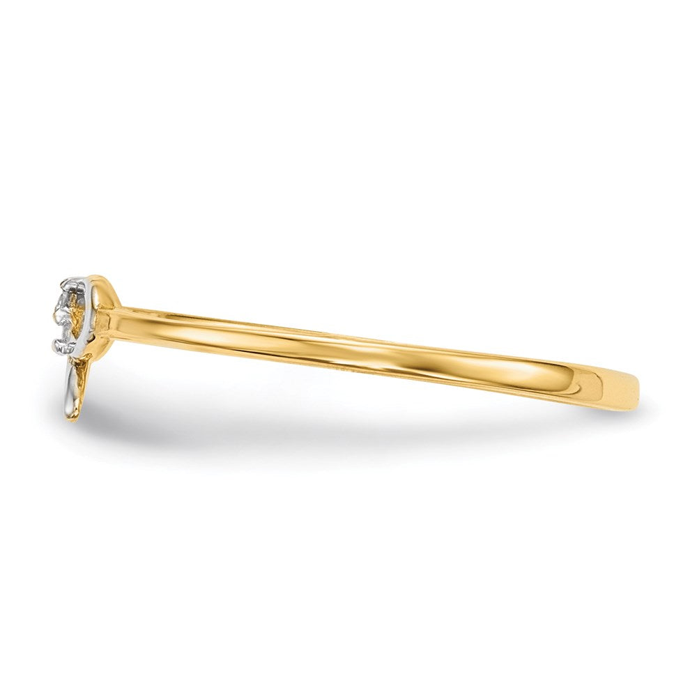 14k yellow gold w rhodium cz bow ring r626