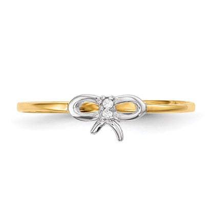 14k yellow gold w rhodium cz bow ring r626