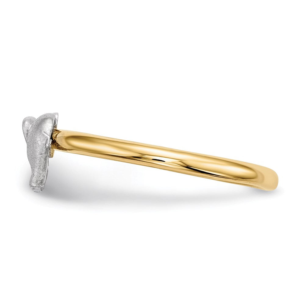 14k two tone gold polished and satin elephant ring r641