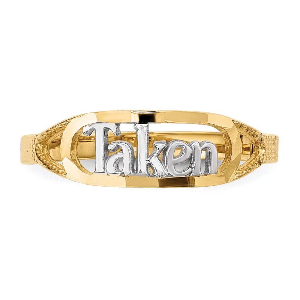 14k yellow gold w rhodium diamond cut taken ring r648