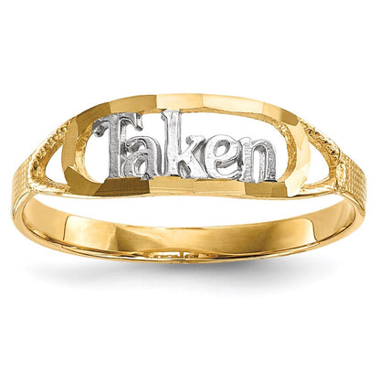 14k yellow gold w rhodium diamond cut taken ring r648