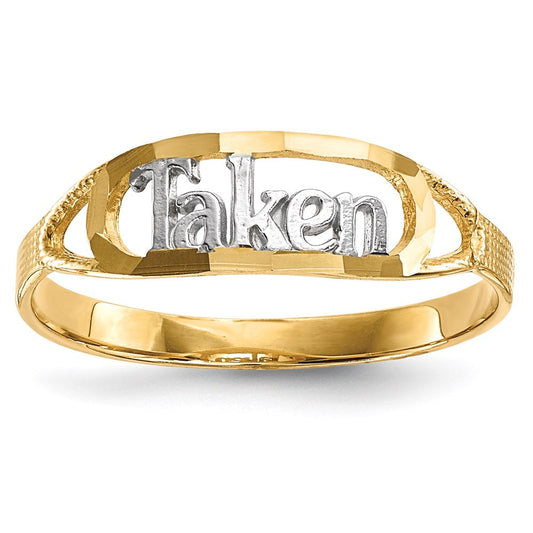 14k yellow gold w rhodium diamond cut taken ring r648