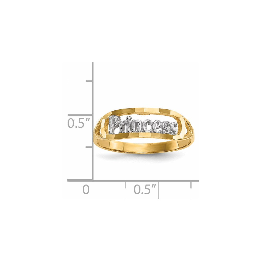 14k yellow gold w rhodium diamond cut princess ring r649
