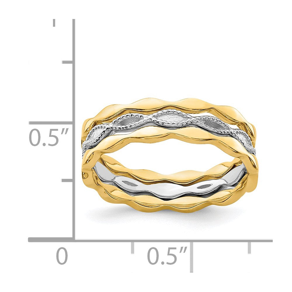 14k yellow white gold set of 3 stackable rings r658