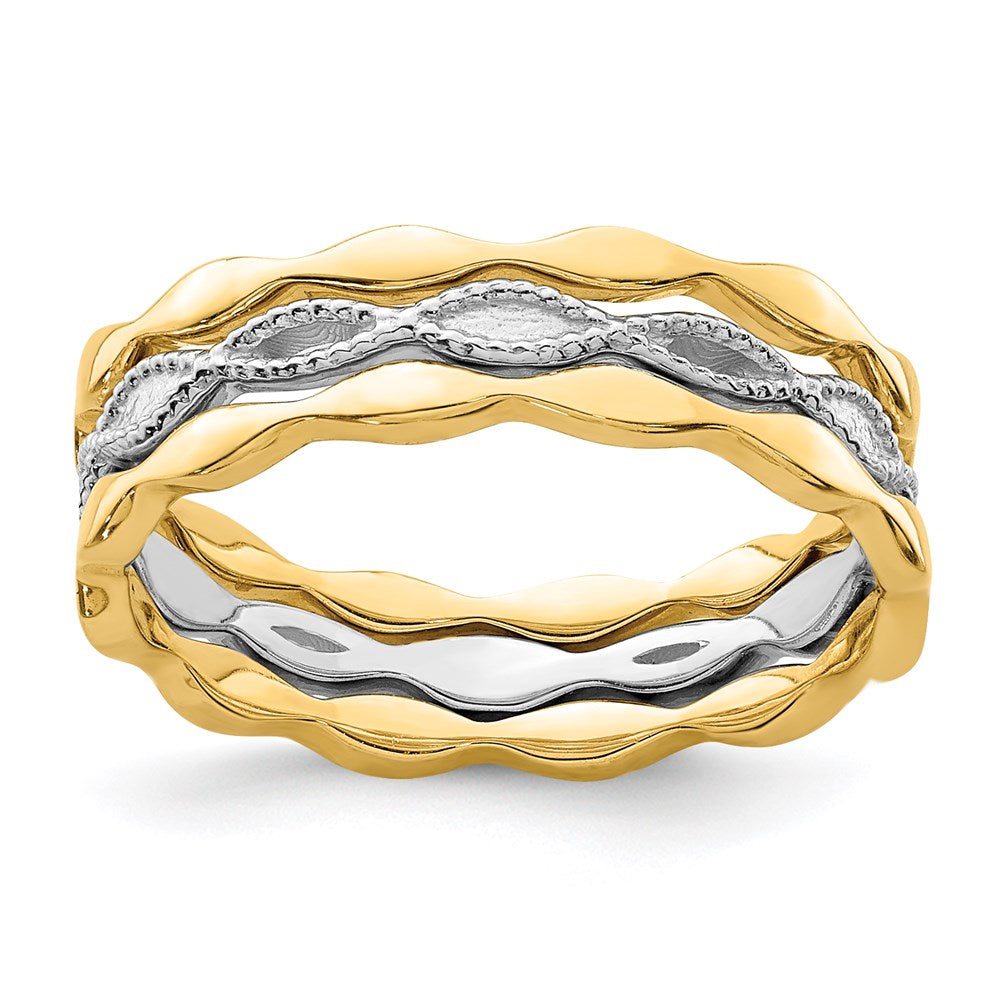 14k yellow white gold set of 3 stackable rings r658