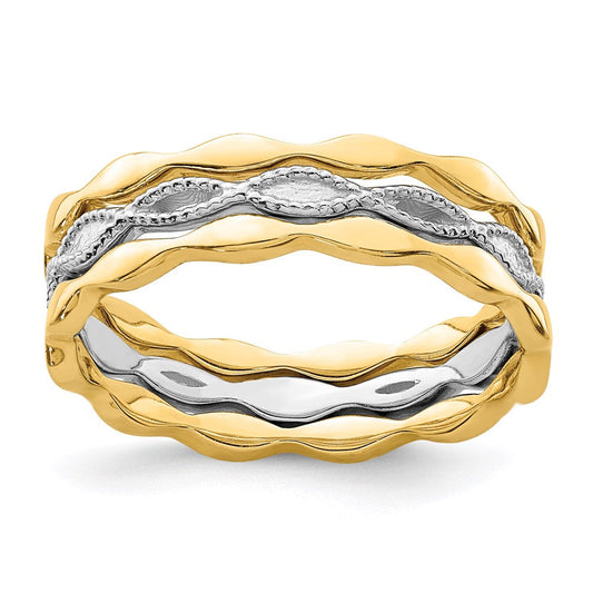 14k yellow white gold set of 3 stackable rings r658