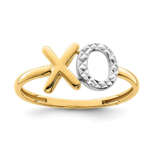 14k yellow gold white rhodium x o ring r661