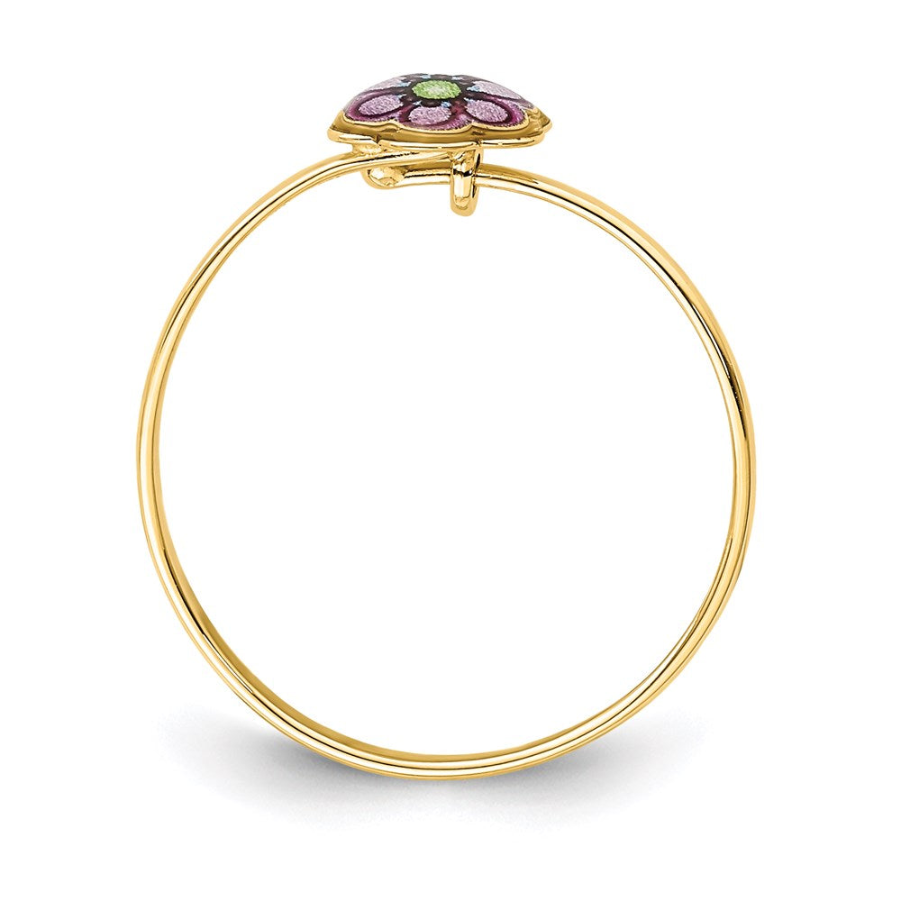 14k yellow gold enamel flower childrens ring r666