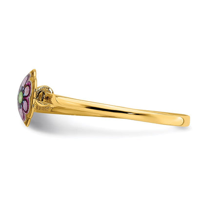 14k yellow gold enamel flower childrens ring r666