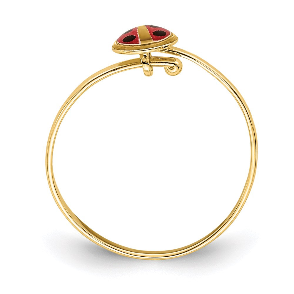 14k yellow gold enamel ladybug childrens ring r667