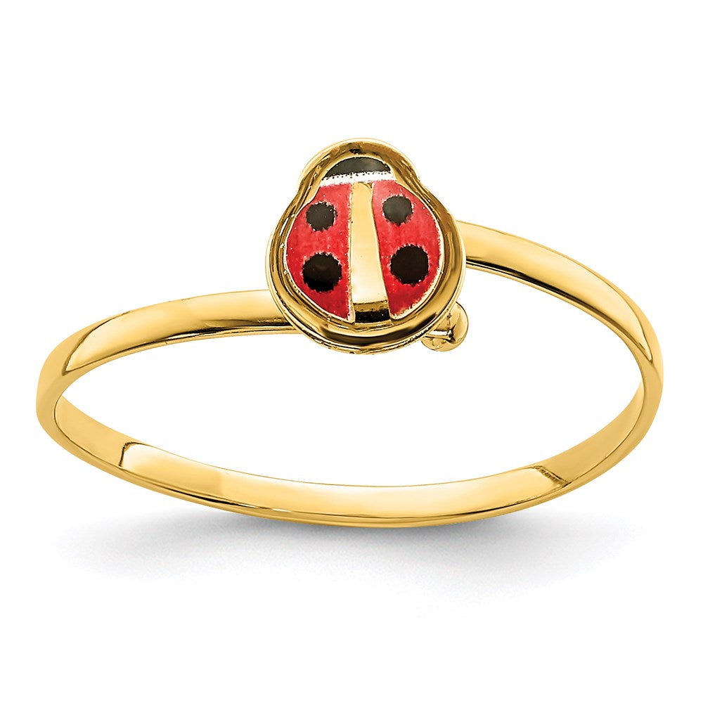 14k yellow gold enamel ladybug childrens ring r667