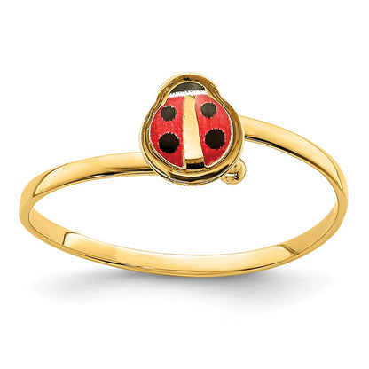 14k yellow gold enamel ladybug childrens ring r667