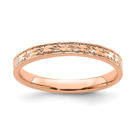 14k rose gold polished floral band r672r