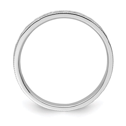 14k white gold polished floral band r672w