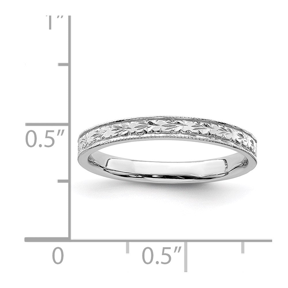 14k white gold polished floral band r672w