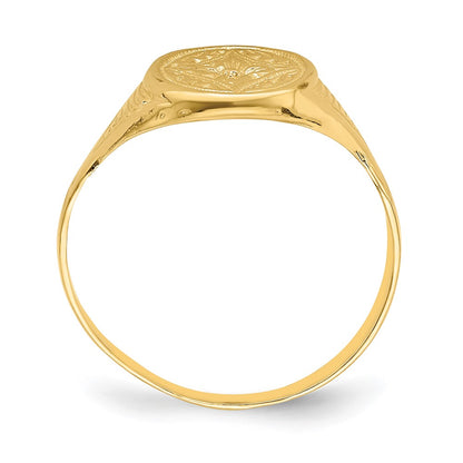 14k Yellow Gold Oval Star Diamond Center Baby Ring