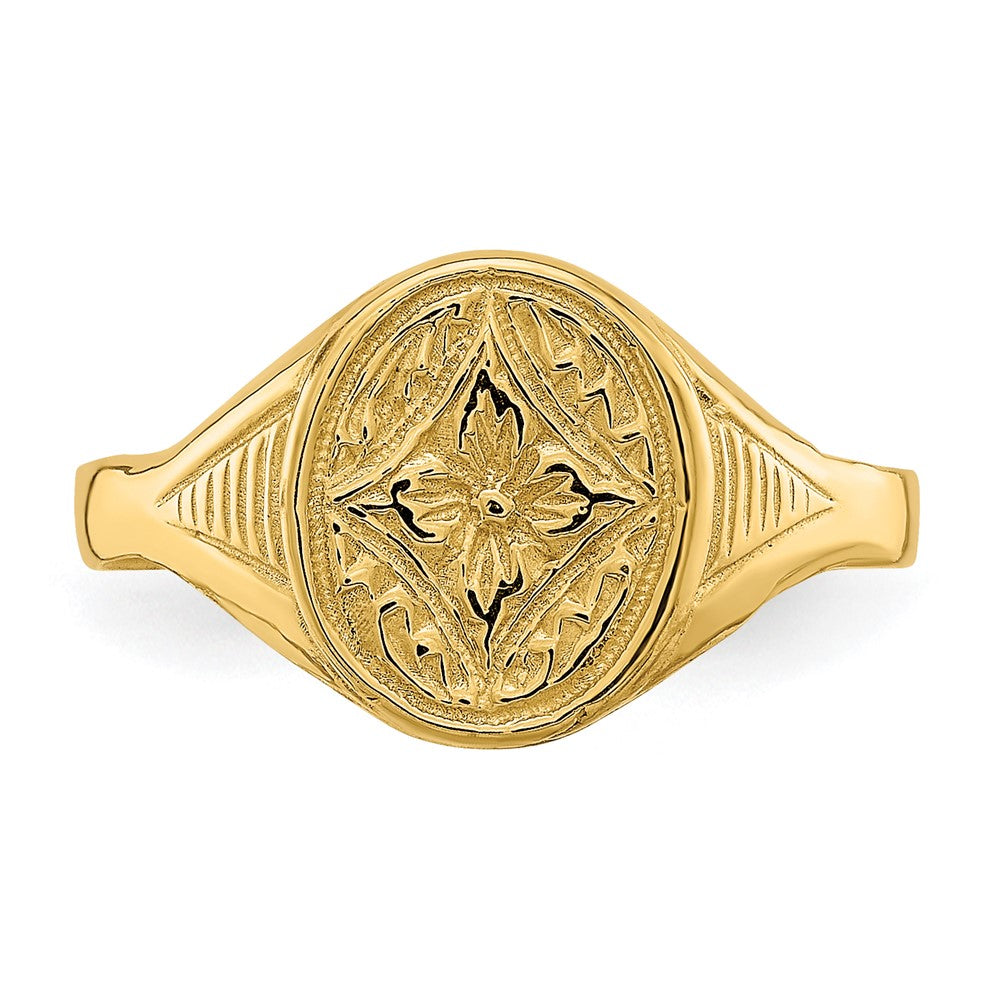 14k Yellow Gold Oval Star Diamond Center Baby Ring