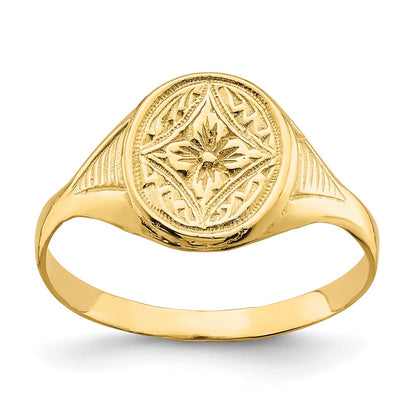 14k Yellow Gold Oval Star Diamond Center Baby Ring