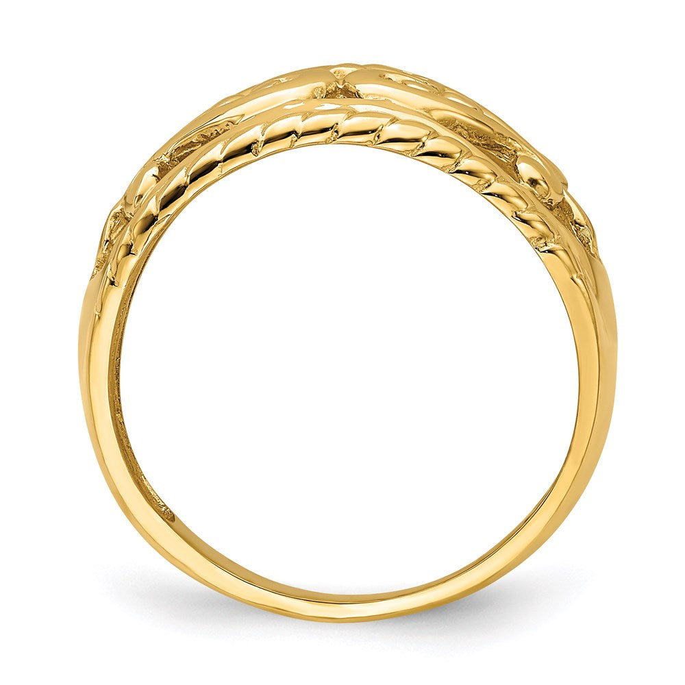 14k yellow gold polished cut out heart design band r696