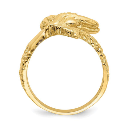 14k yellow gold polished and satin mermaid ring r731