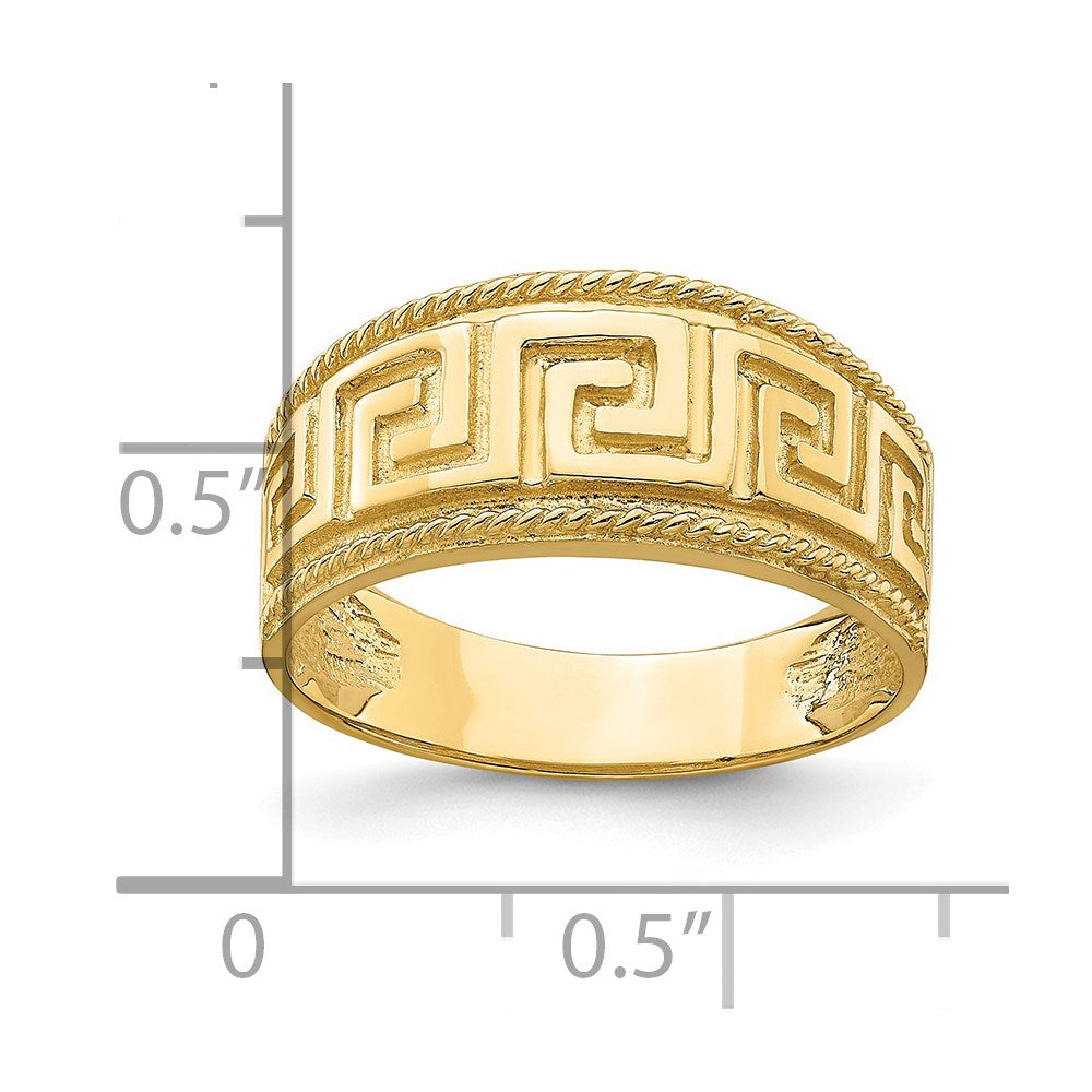 14k yellow gold greek key pattern dome ring r739