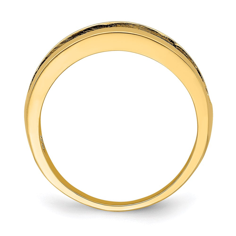 14k yellow gold w rhodium cut out greek key band r741