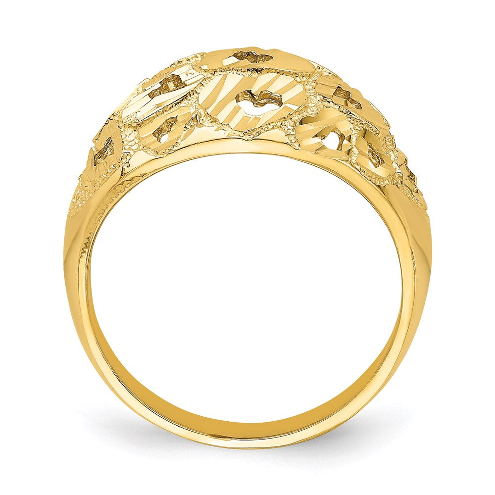 14k yellow gold cut out and d c heart pattern ring r748