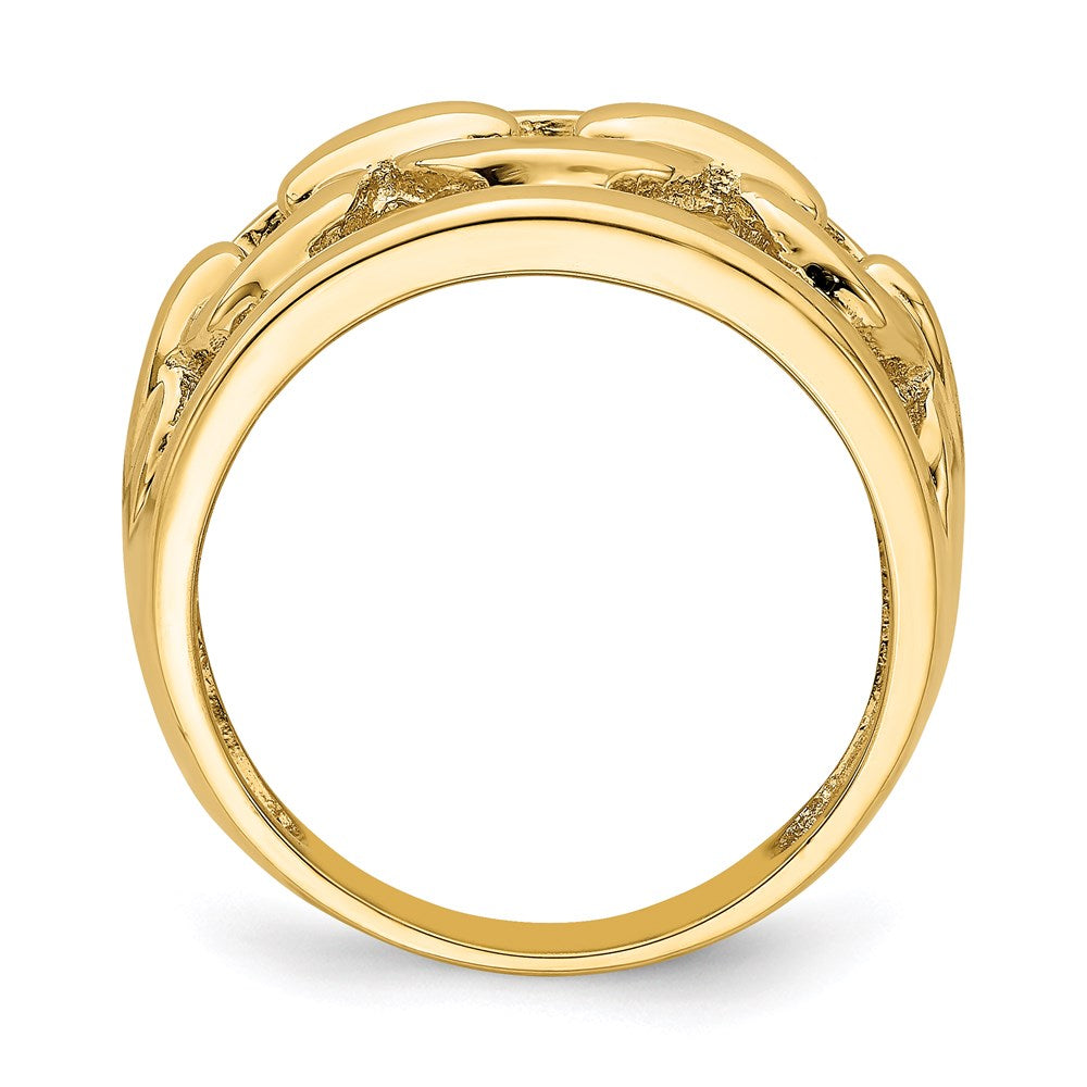 14k yellow gold polished chain design inside ring r757