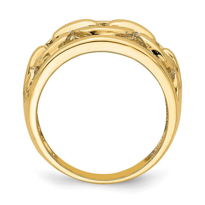 14k yellow gold polished chain design inside ring r757