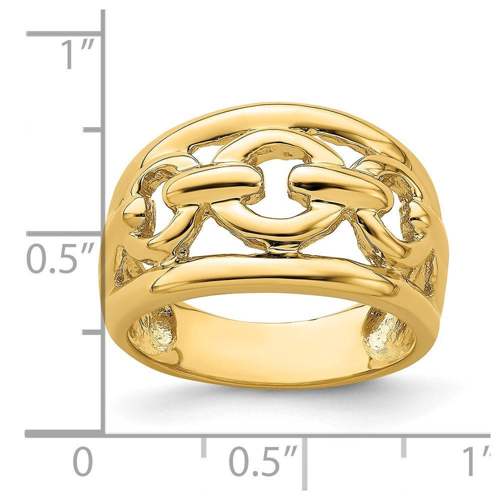 14k yellow gold polished chain design inside ring r757