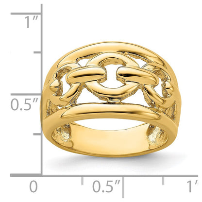 14k yellow gold polished chain design inside ring r757