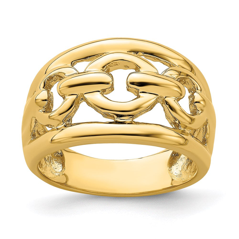 14k yellow gold polished chain design inside ring r757