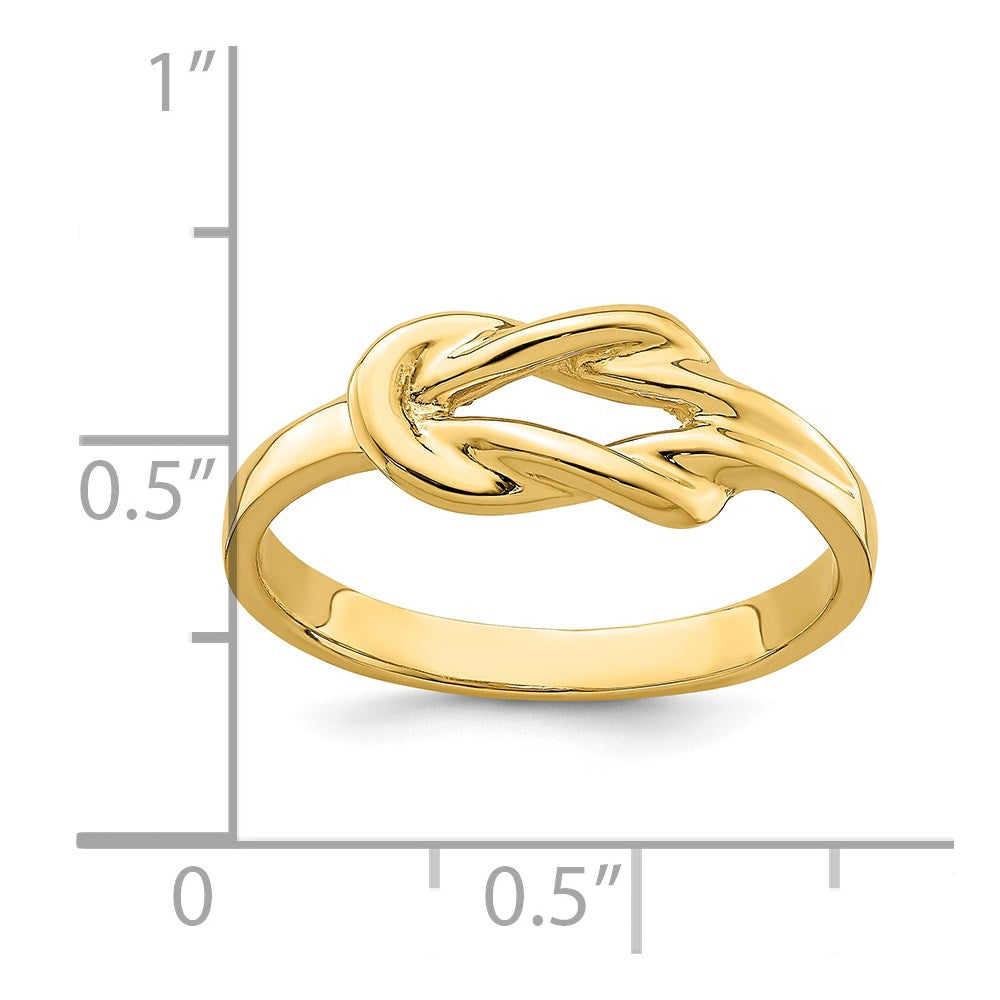 14k yellow gold polished freeform love knot ring r765
