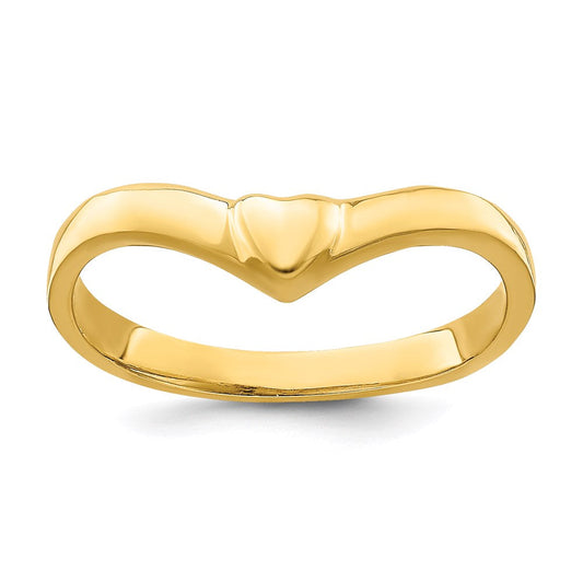 14k yellow gold v shape polished heart ring r773