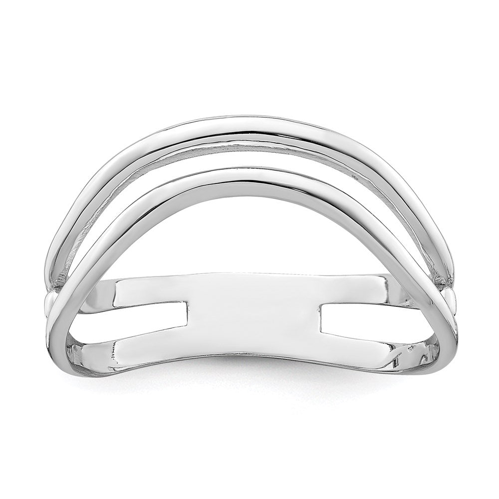 14k white gold double wave fashion thumb ring r776