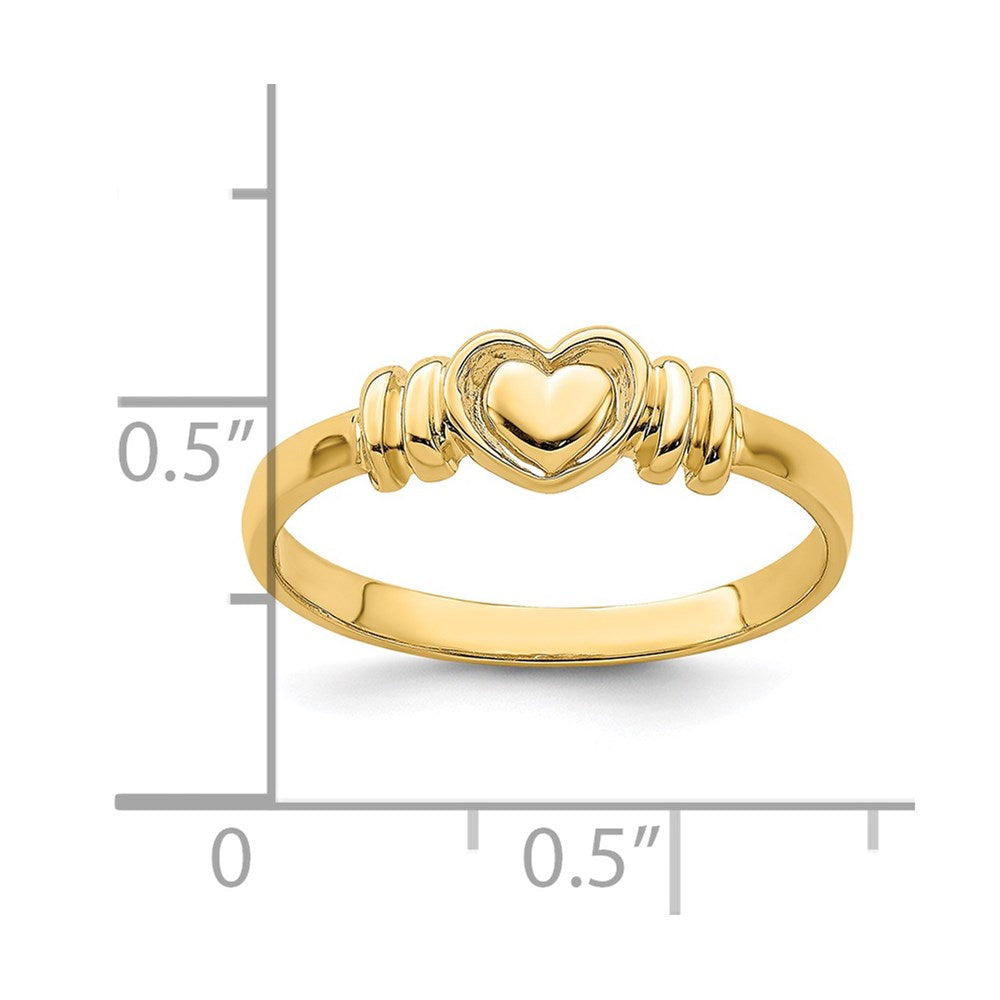 14k yellow gold polished heart ring r778
