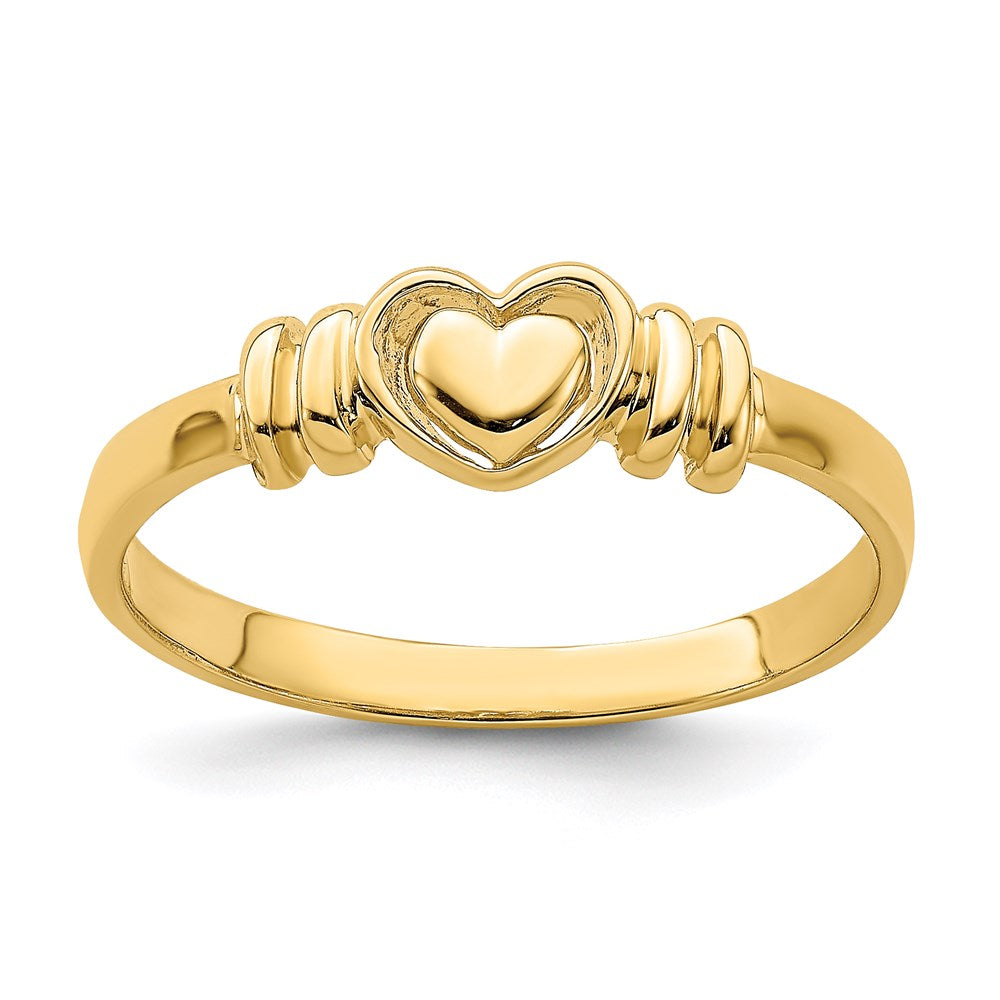 14k yellow gold polished heart ring r778