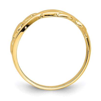 14k yellow gold polished w x design heart band r779