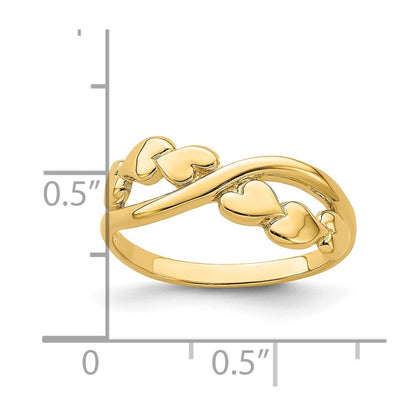 14k yellow gold polished w x design heart band r779