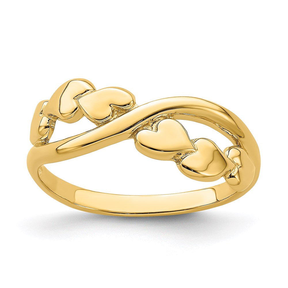 14k yellow gold polished w x design heart band r779