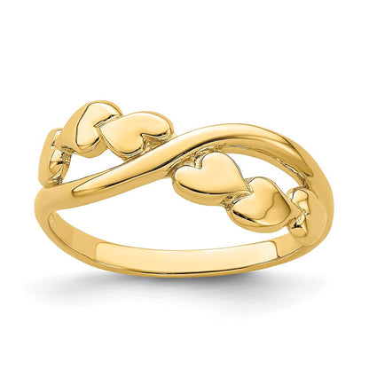 14k yellow gold polished w x design heart band r779