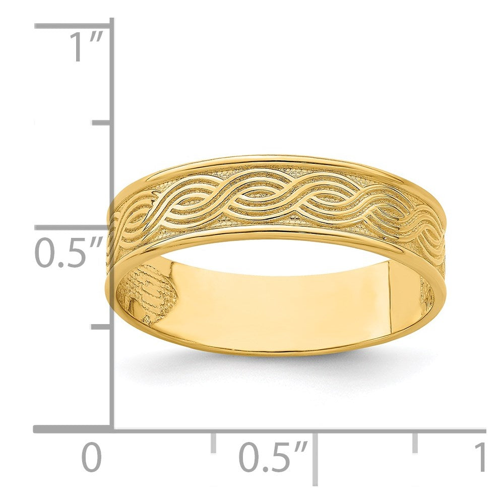 14k yellow gold wave engraved thumb ring (size 9) r795