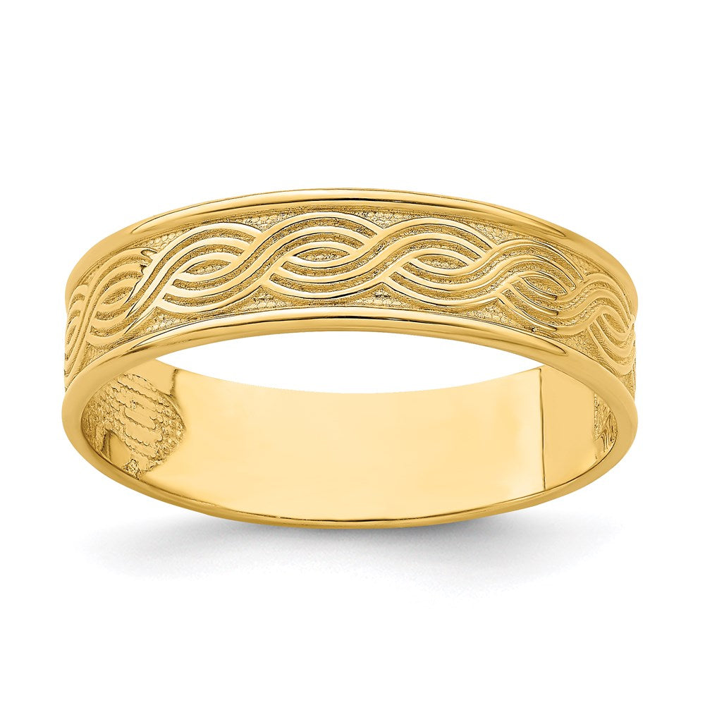 14k yellow gold wave engraved thumb ring (size 9) r795