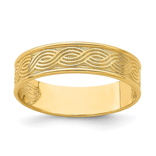 14k yellow gold wave engraved thumb ring (size 9) r795