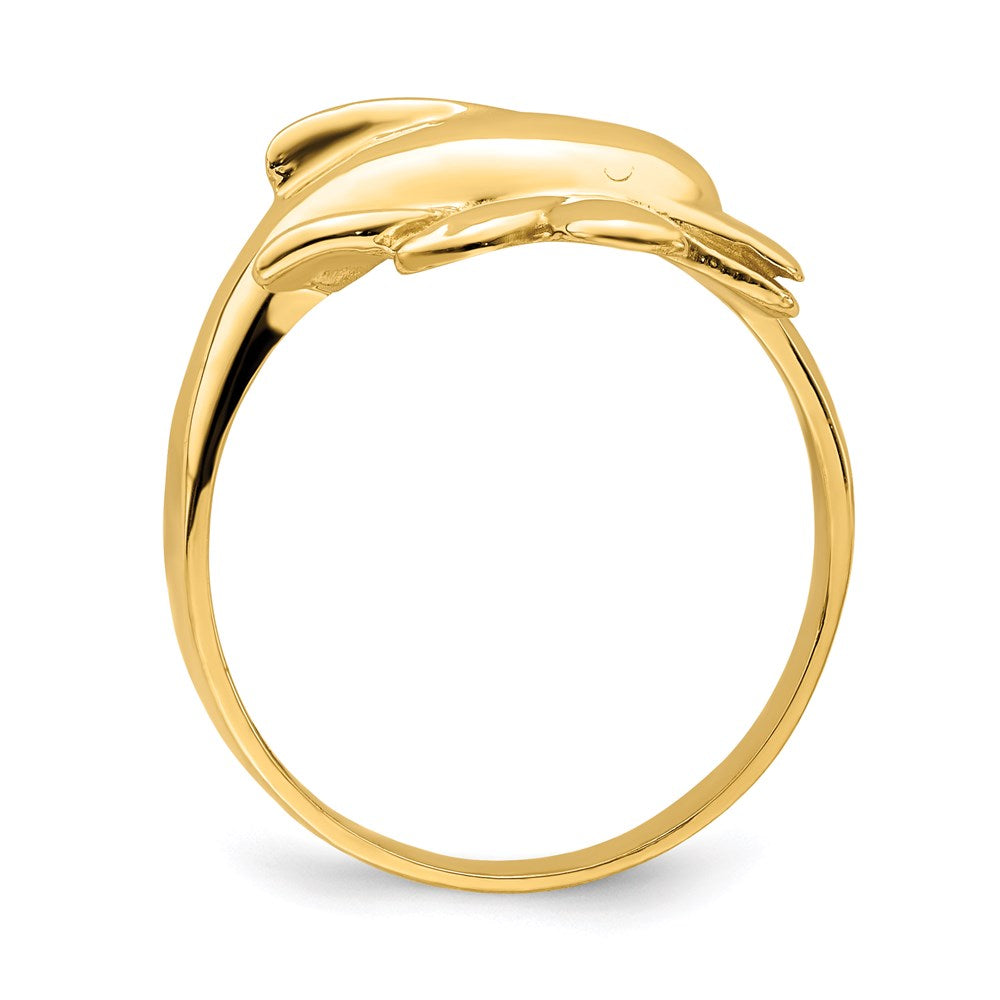 14k yellow gold polished dolphin ring r814