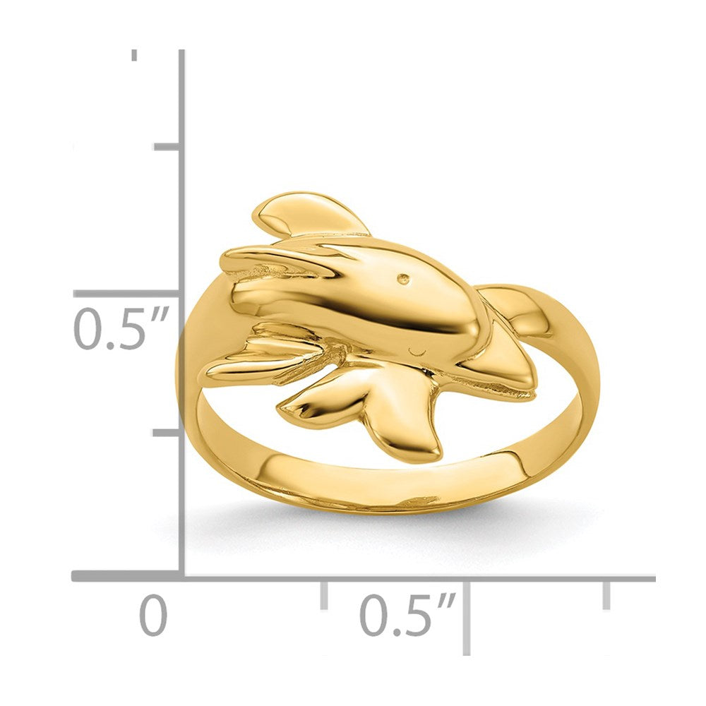 14k yellow gold polished dolphin ring r814