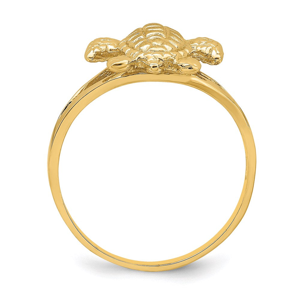 14k yellow gold textured sea turtle ring r837